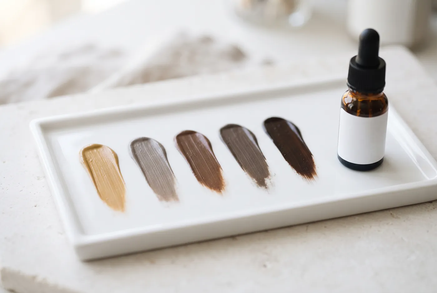 Warm brow pigment swatches